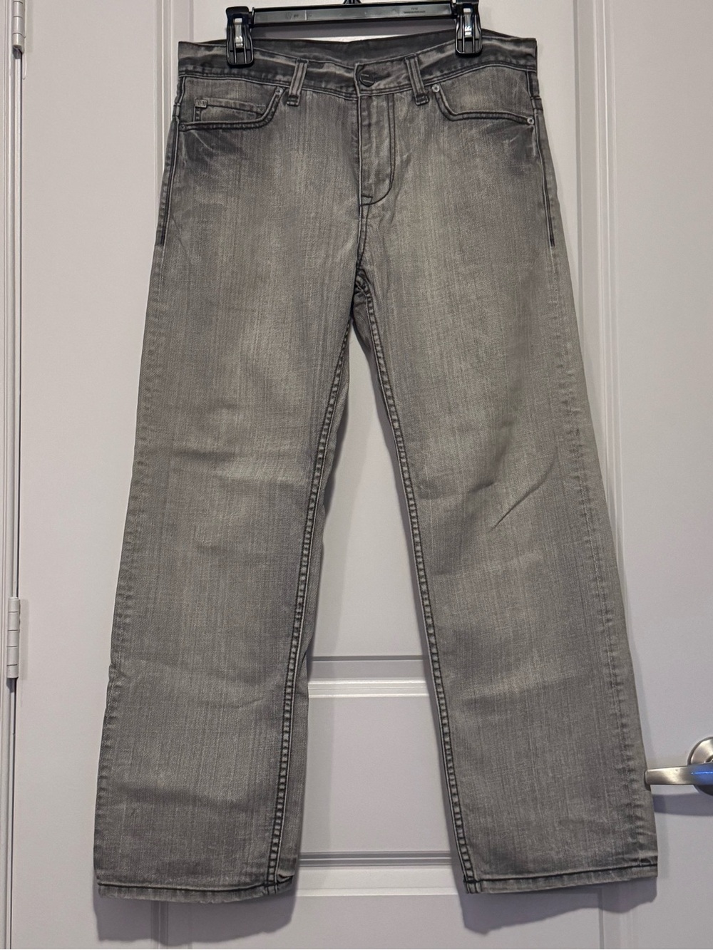 Armani Exchange Men’s Straight Jeans in Washed Gray